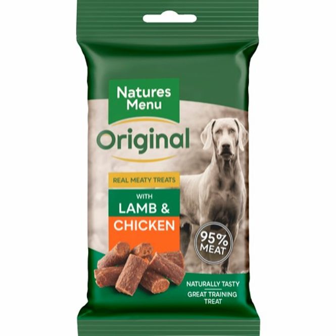 Hovedbilde NM REAL MEATY TREATS M/LAM & KYLLING 60G