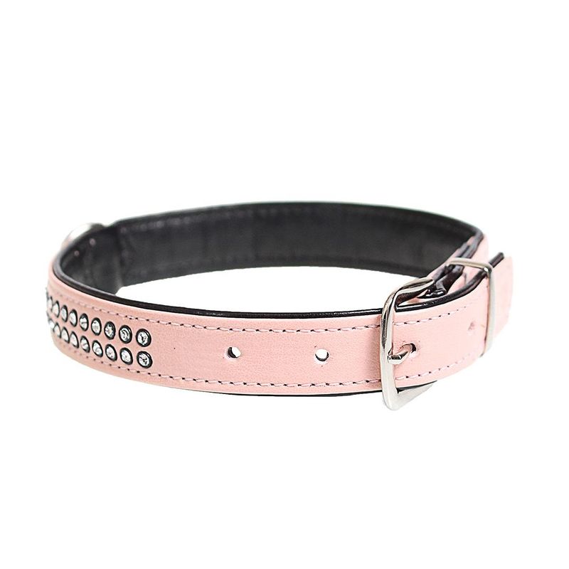 DD CRYSTAL CHIC LÆRHALSBÅND ROSA