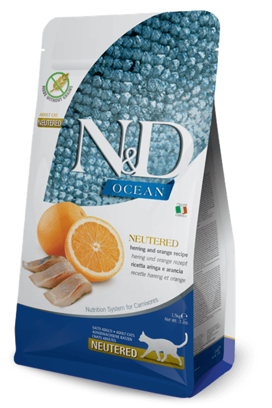 FARMINA N&D OCEAN NEUTERED, HERRING & ORANGE ADULT