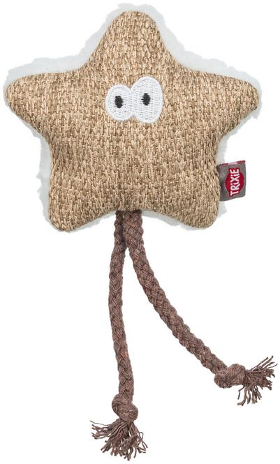 Hovedbilde KATTELEKE STJERNE I STOFF M/TAU OG CATNIP 17CM