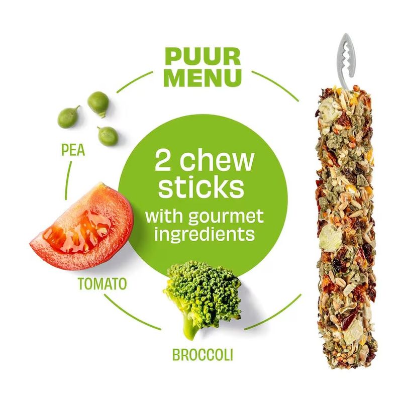 Puur Chew Sticks M/Erter, Tomat og Brokkoli 2stk/90g